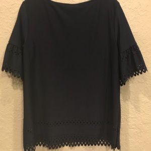 Banana Republic Navy Laser-Cut Top